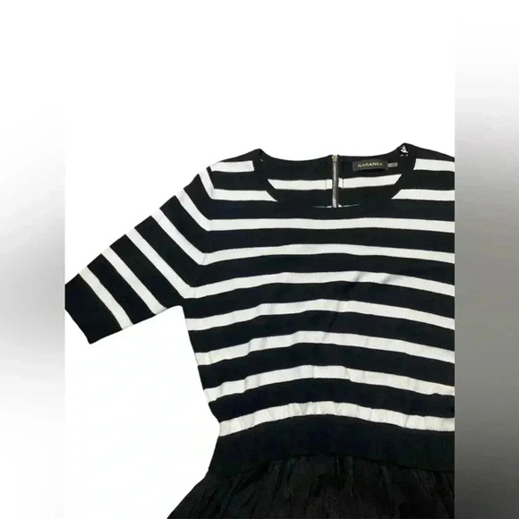 Naranka mini dress 3/4 sleeve stripe sexy lined back zip - Picture 3 of 9